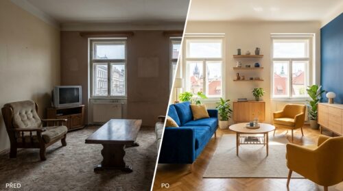 Barevná proměna obývacího pokoje: před a po