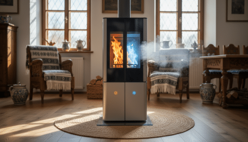 První peletová kamna, která v zimě topí a v létě chladí